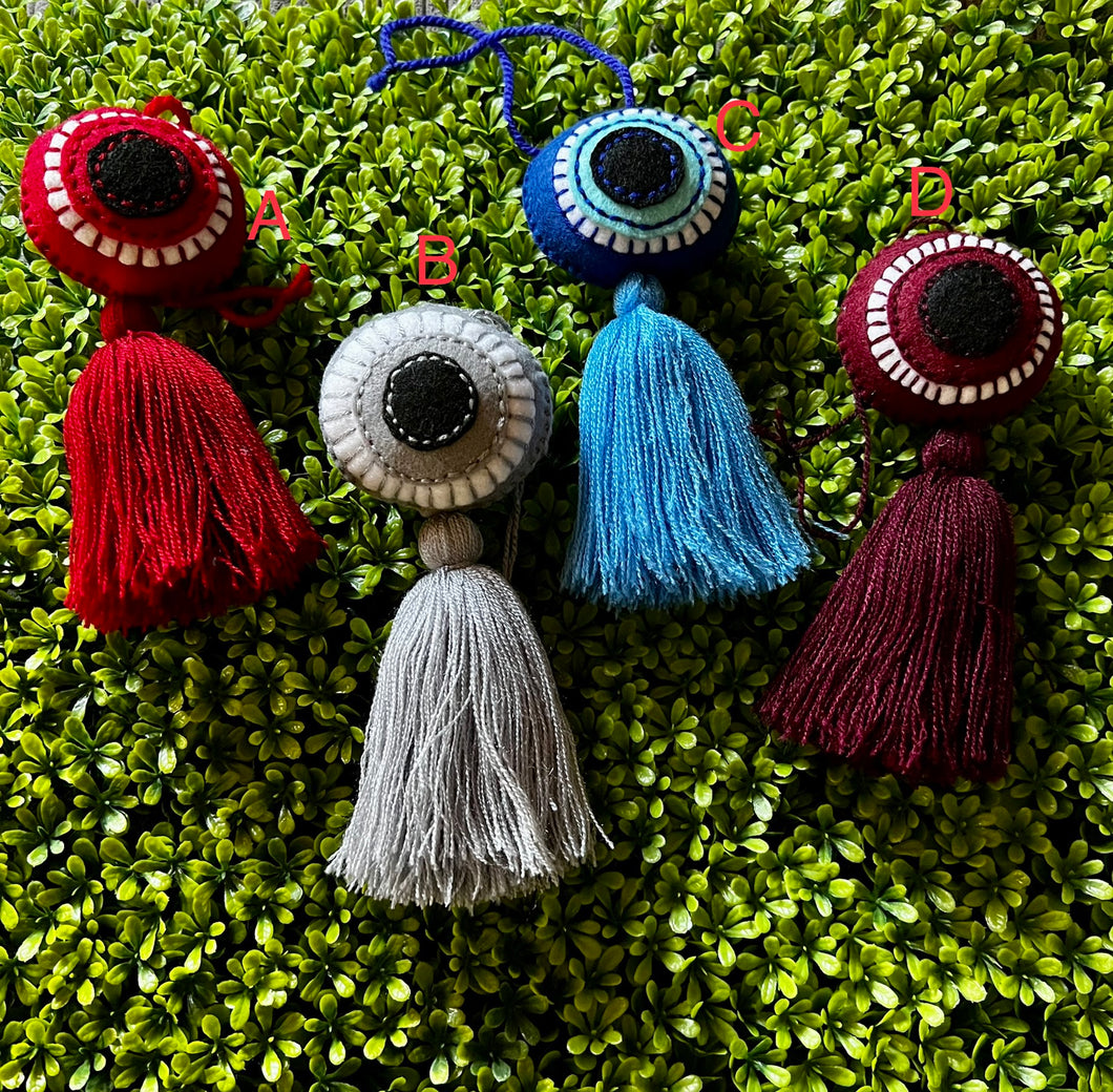 Evil Eye Tassel| Bag Charms| Pom Pom Tassel|